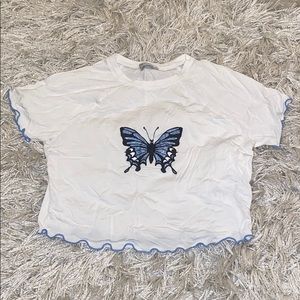 Urban Outfitters White Butterfly Crop Top🦋